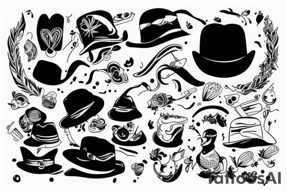 chciken with a hat in a car tattoo idea