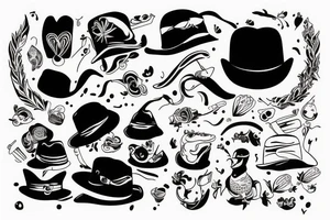 chciken with a hat in a car tattoo idea