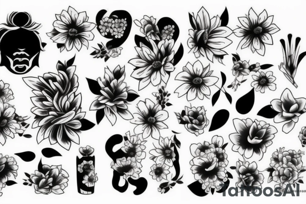 Fan, geisha, flowers tattoo idea