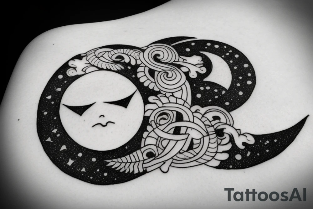 half round moon tattoo idea