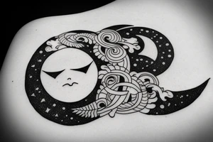 half round moon tattoo idea