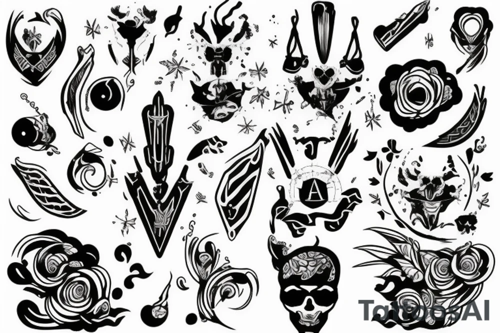 Czarny smok jedzący ogon tattoo idea