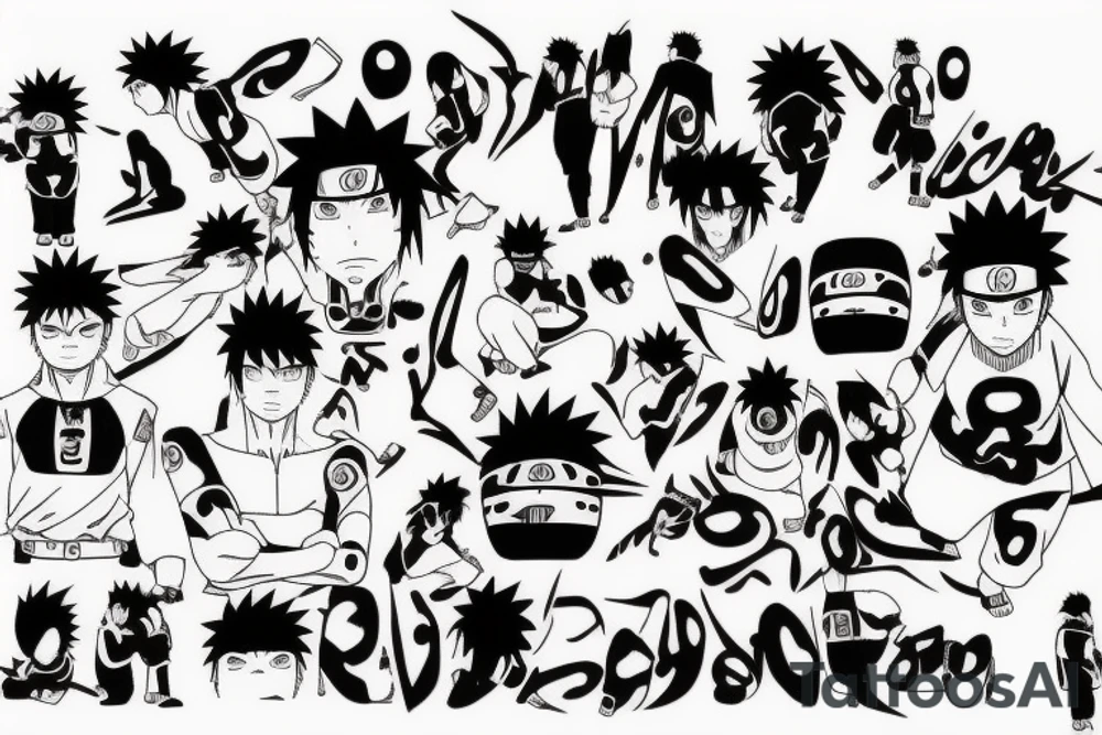 The character from Naruto anime, like Pain, Jiraiya or Rock Lee tattoo idea