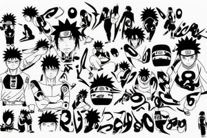 The character from Naruto anime, like Pain, Jiraiya or Rock Lee tattoo idea
