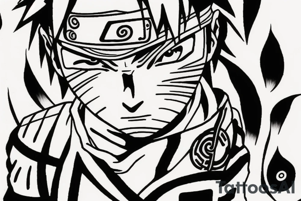 The character from Naruto anime, like Pain, Jiraiya or Rock Lee tattoo idea