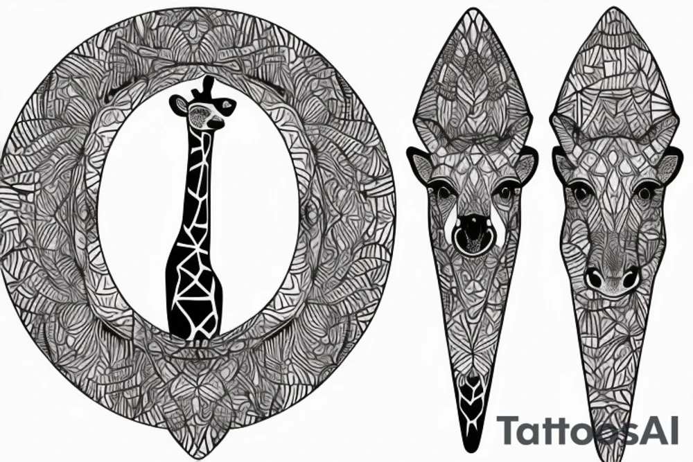 Giraffe on spine, starts on neck and is 30cm big tattoo idea