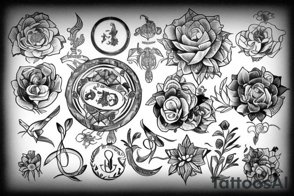 flower with zodiac sign tattoo idea