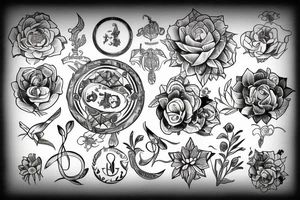 flower with zodiac sign tattoo idea