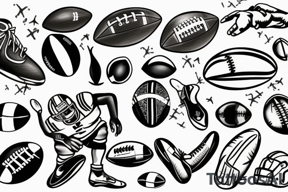 small football player with ball tattoo idea