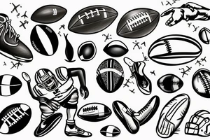 small football player with ball tattoo idea