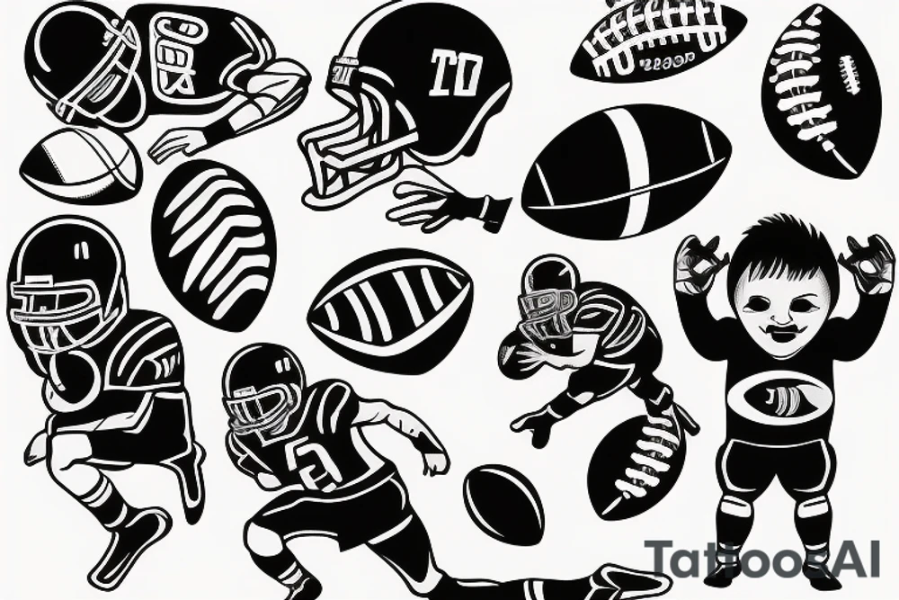 small football player with ball tattoo idea