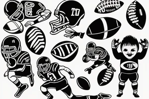 small football player with ball tattoo idea