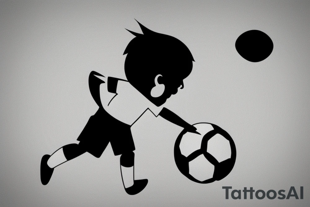 small soccer player with ball tattoo idea