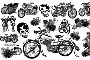 A skeleton on a bike tattoo idea