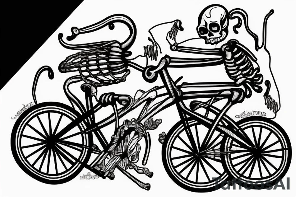 A skeleton on a bike tattoo idea