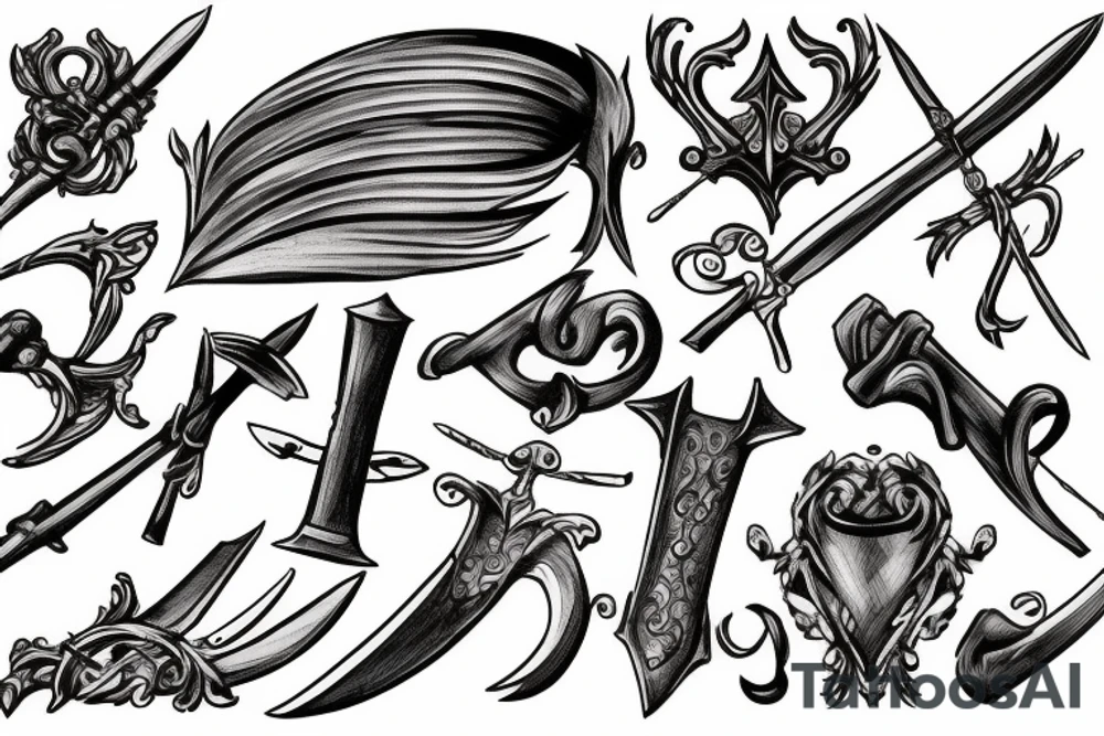 figure medieval weapon tattoo idea