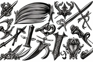 figure medieval weapon tattoo idea