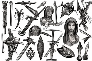 figure medieval weapon tattoo idea