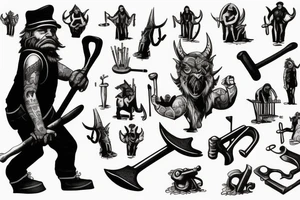 the devil as blacksmith with hammer and anvil tattoo idea