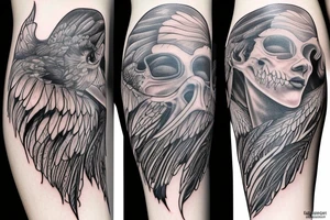 Rękaw z lwem bykiem smokiem i orłem tattoo idea