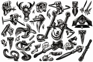 the devil as blacksmith with hammer and anvil tattoo idea