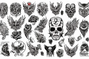 Rękaw na całą rękę przeplatany z lwem, bykiem i smokiem tattoo idea