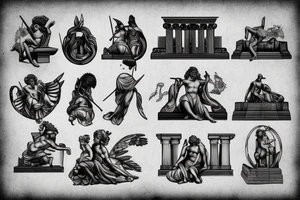 Greek mythology, Greek temple, Statue of David tattoo idea