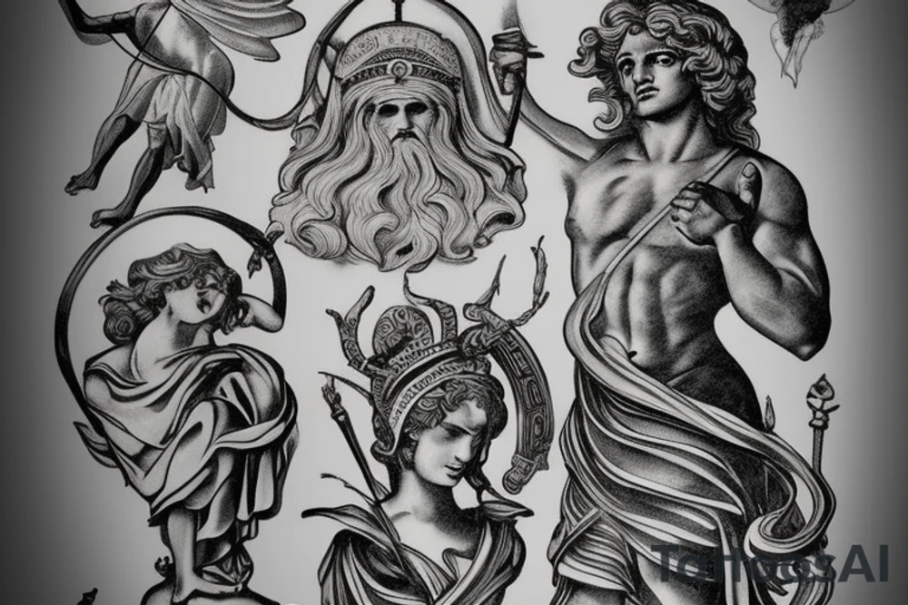 Greek mythology, Greek temple, Statue of David tattoo idea