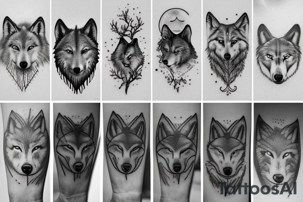 Wolf forest and moon tattoo idea