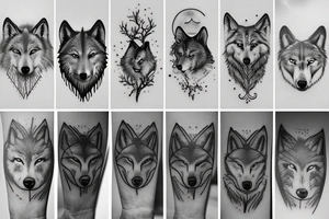 Wolf forest and moon tattoo idea