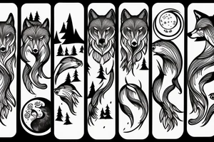 Wolf forest and moon tattoo idea