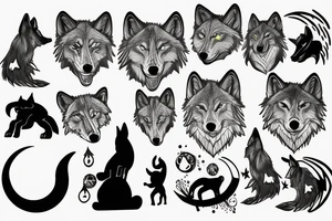 Wolf forest and moon tattoo idea