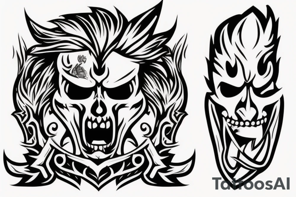 Warrior screaming holding a sword tattoo idea