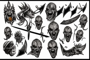 Warrior screaming holding a sword tattoo idea