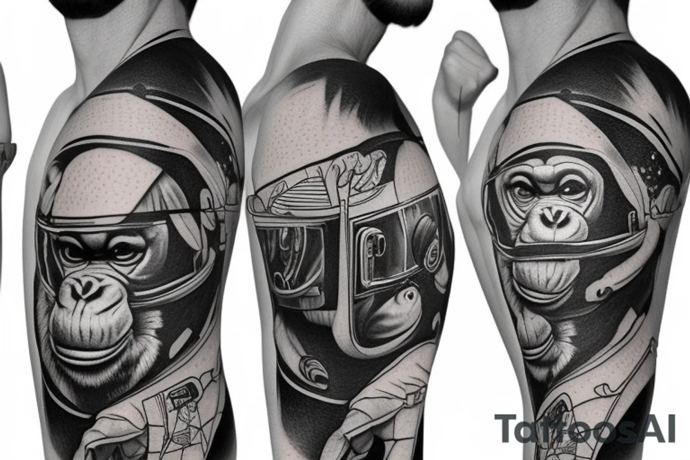 chimpanzee in astronaut suit tattoo idea