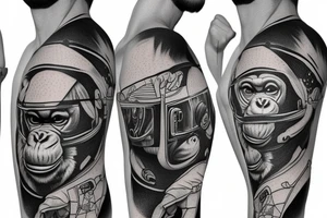 chimpanzee in astronaut suit tattoo idea