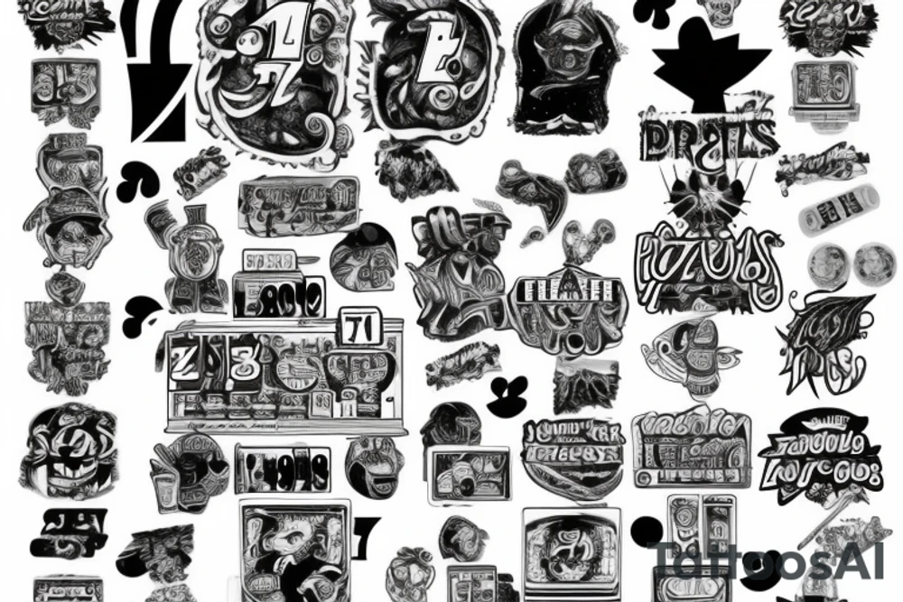 slot machine with numbers 777 tattoo idea