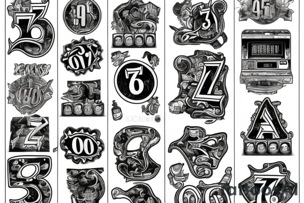 slot machine with numbers 777 tattoo idea