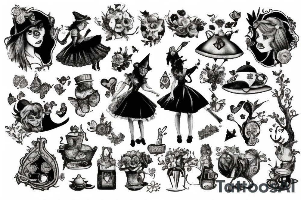 Alice in wonderland tattoo idea