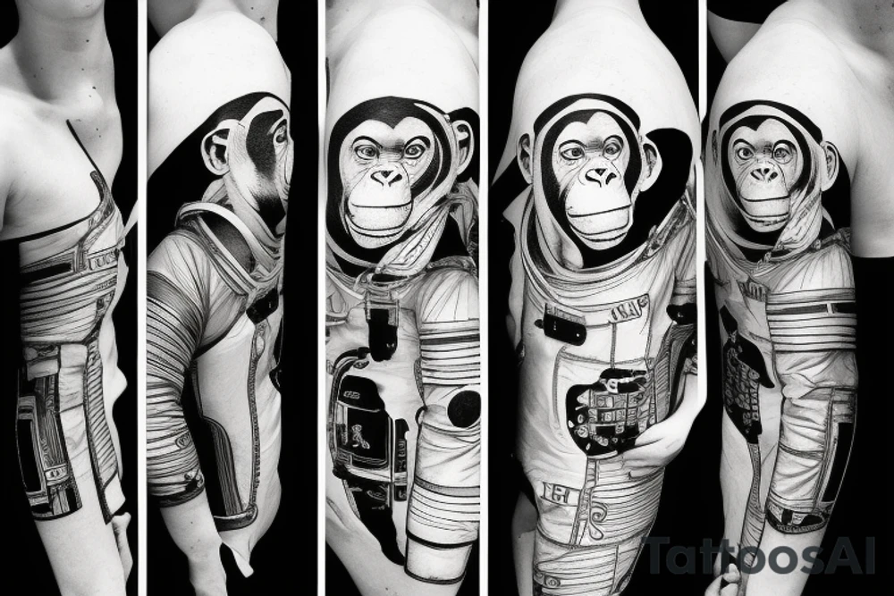 chimpanzee in astronaut suit tattoo idea