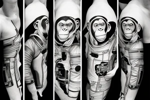 chimpanzee in astronaut suit tattoo idea