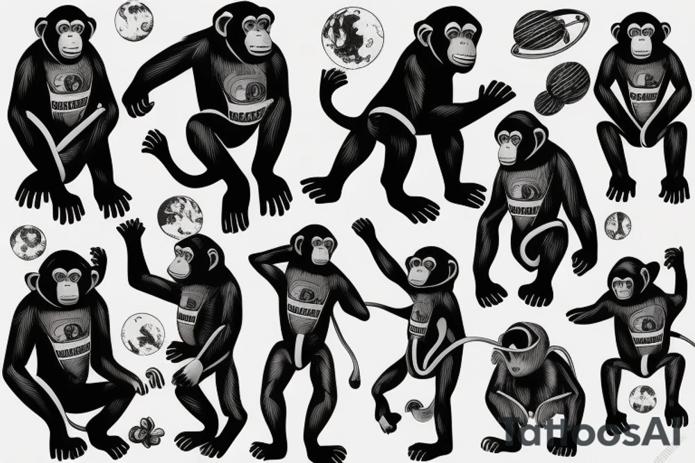 chimpanzee in astronaut suit tattoo idea