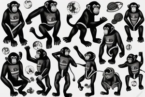chimpanzee in astronaut suit tattoo idea