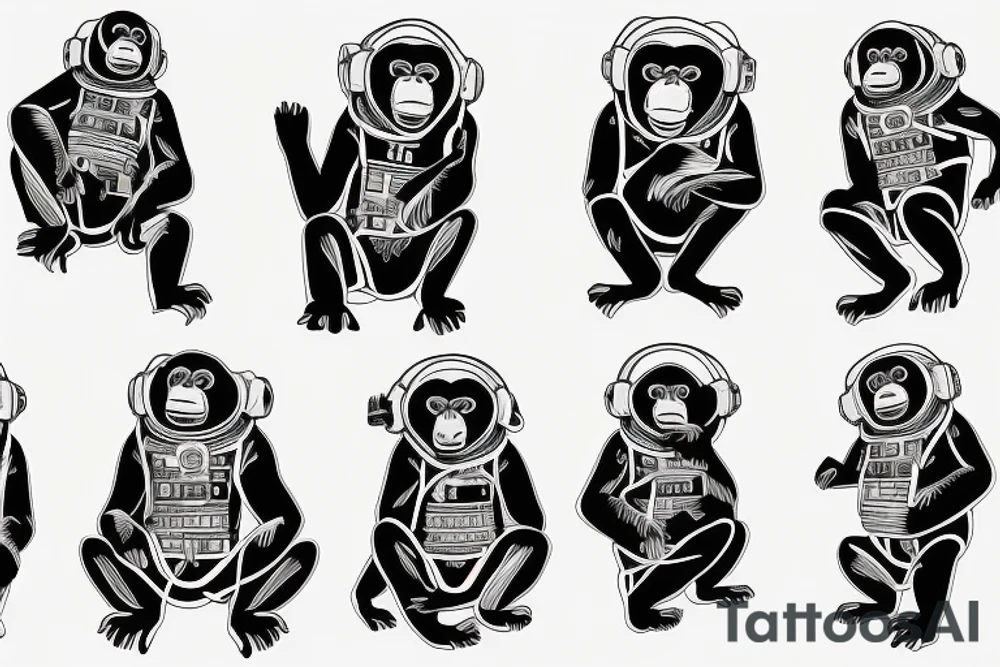 chimpanzee in astronaut suit tattoo idea