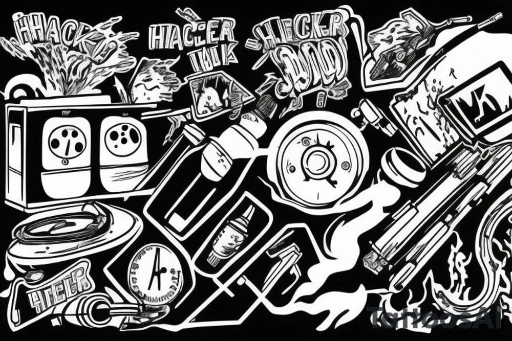 hacker stops tank which is exploding tattoo idea