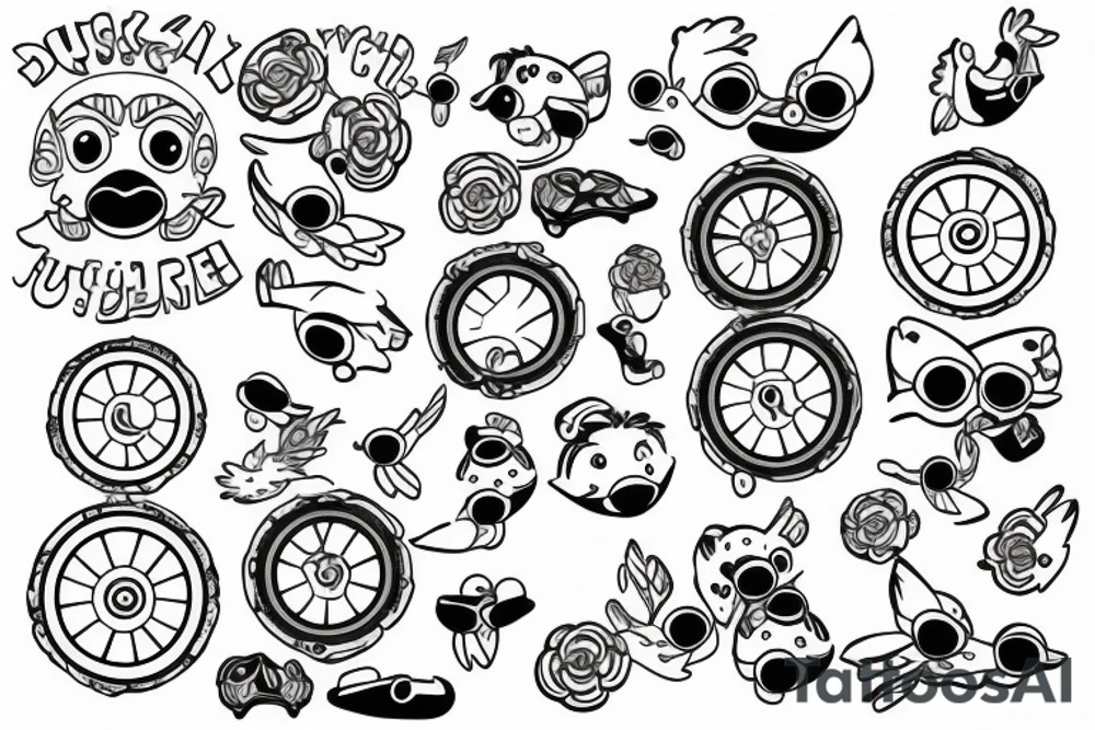 Uniform in gummy duck wheel tattoo idea