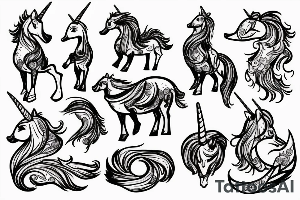 Unicorn in duck tattoo idea