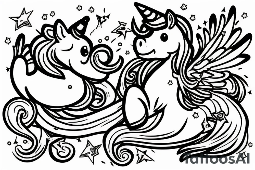 Unicorn in duck tattoo idea