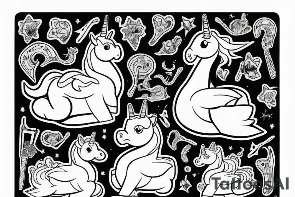 Unicorn rubber duck tattoo idea