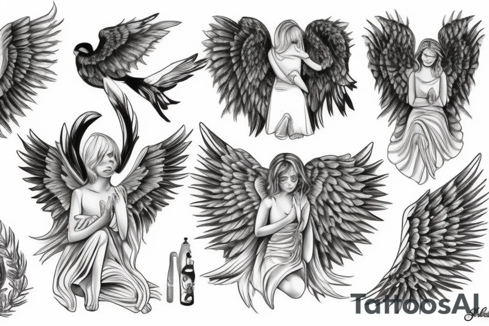 Angel with wings tattoo idea